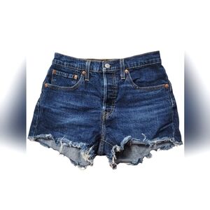 LEVI'S 501 Original High Rise Dark Wash Denim Shorts - Womens Size 27